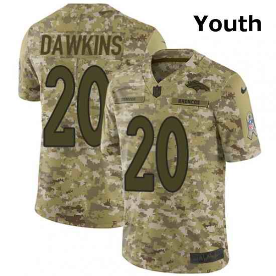 Youth Nike Denver Broncos 20 Brian Dawkins Limited Camo 2018 Salute to Service NFL Jersey
